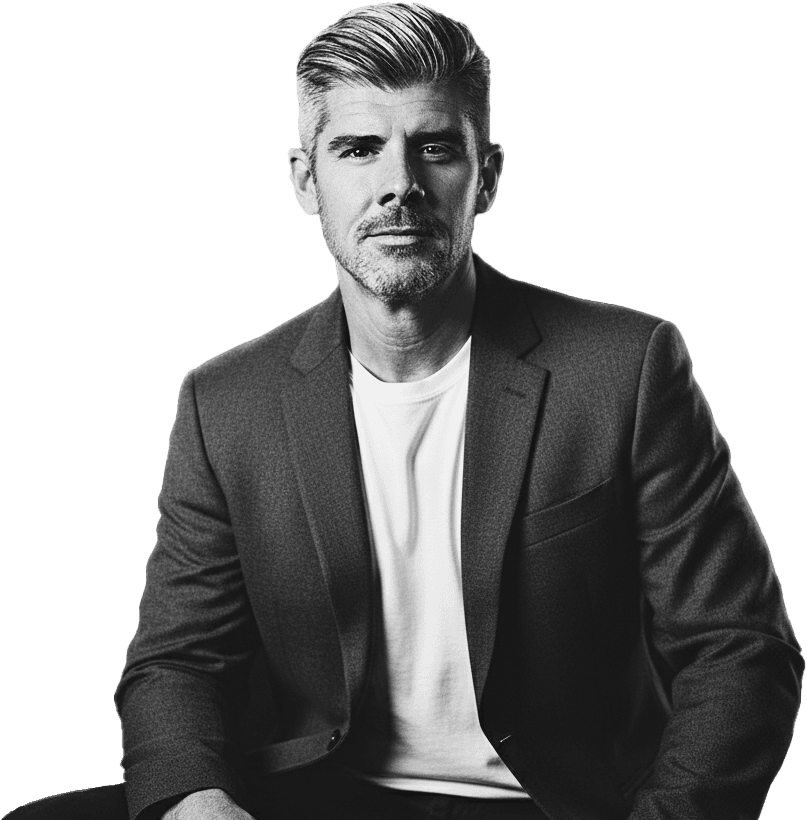 Marc Burmich seated, wearing a dark blazer